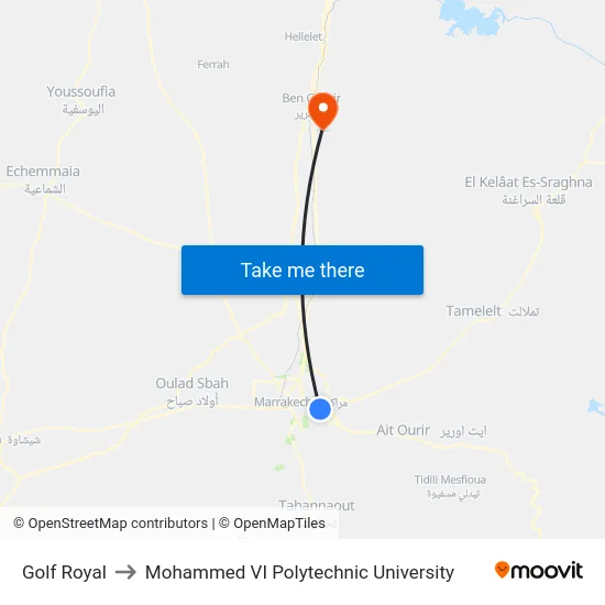 Golf Royal to Mohammed VI Polytechnic University map