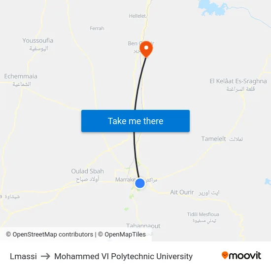 Lmassi to Mohammed VI Polytechnic University map
