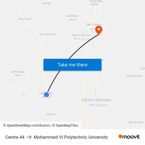 Centre 44 to Mohammed VI Polytechnic University map