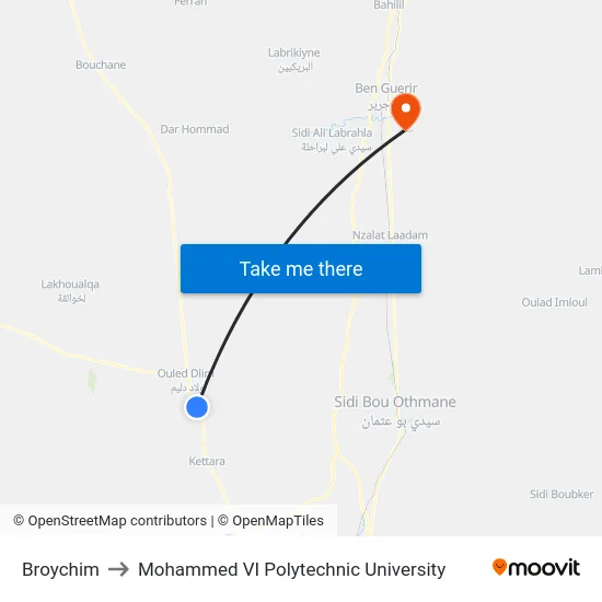 Broychim to Mohammed VI Polytechnic University map