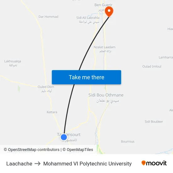 Laachache to Mohammed VI Polytechnic University map