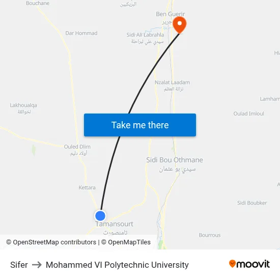 Sifer to Mohammed VI Polytechnic University map