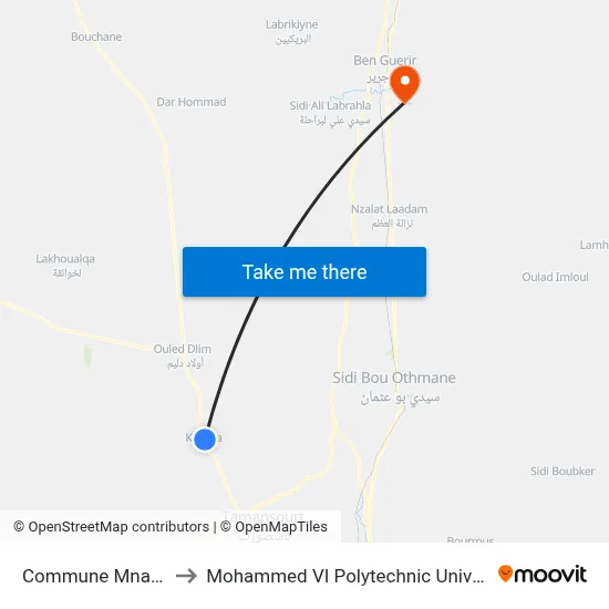 Mnabha Municipality to Mohammed VI Polytechnic University map