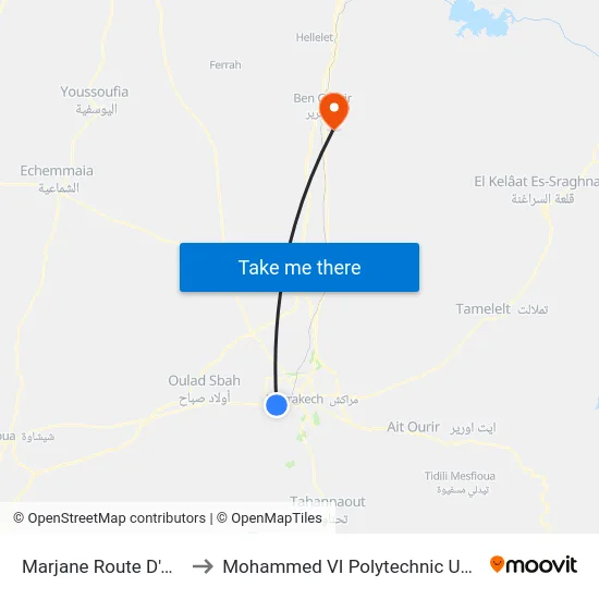 Marjane Route D'Agadir to Mohammed VI Polytechnic University map