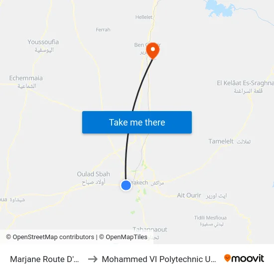 Marjane Route D'Agadir to Mohammed VI Polytechnic University map