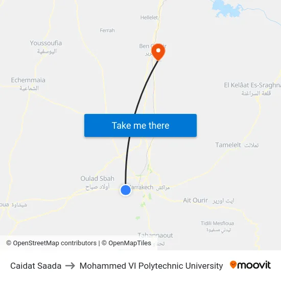 Caidat Saada to Mohammed VI Polytechnic University map