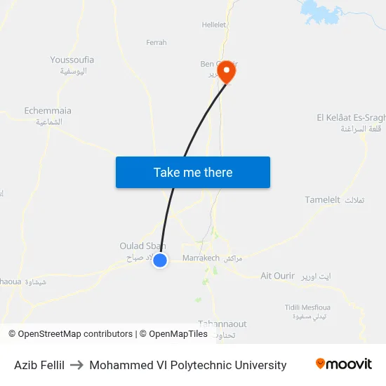 Azib Fellil to Mohammed VI Polytechnic University map