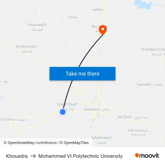 Khouadra to Mohammed VI Polytechnic University map