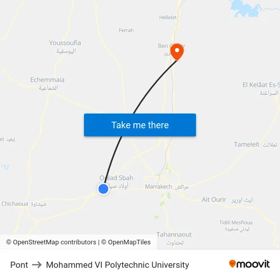 Pont to Mohammed VI Polytechnic University map