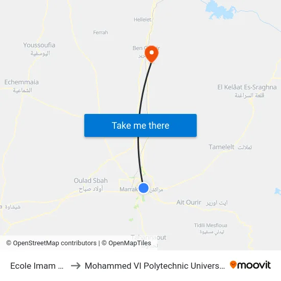 Ecole Imam Ali to Mohammed VI Polytechnic University map