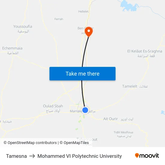 Tamesna to Mohammed VI Polytechnic University map