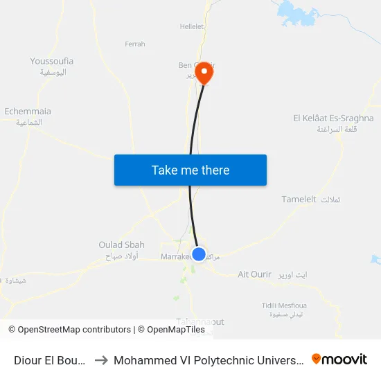 Diour El Boune to Mohammed VI Polytechnic University map