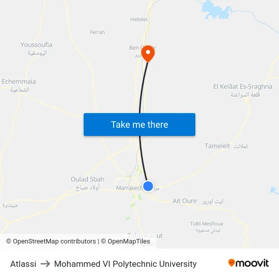Atlassi to Mohammed VI Polytechnic University map