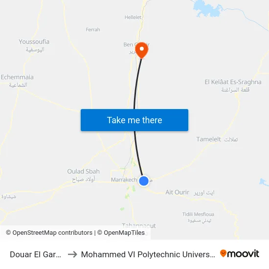 Douar El Garne to Mohammed VI Polytechnic University map