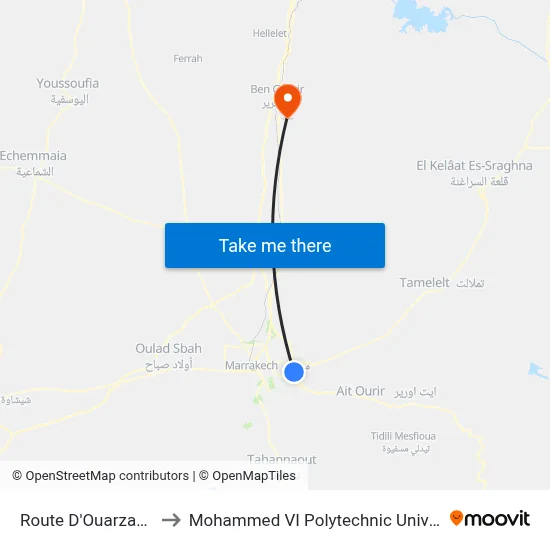 Ouarzazate Road to Mohammed VI Polytechnic University map