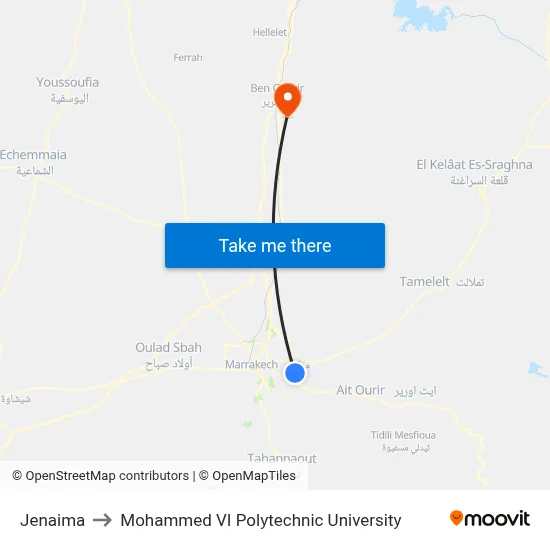 Jenaima to Mohammed VI Polytechnic University map