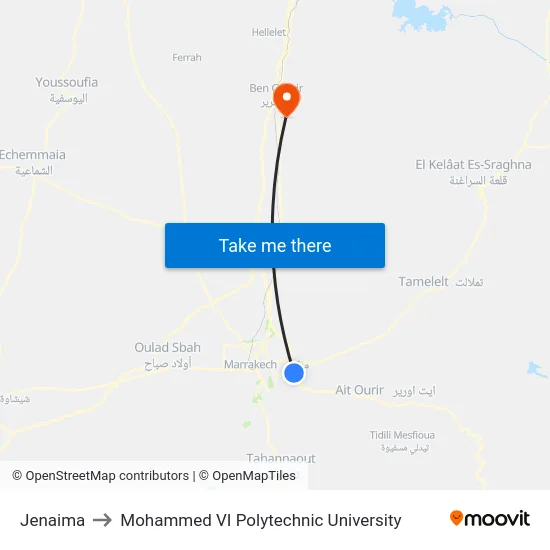 Jenaima to Mohammed VI Polytechnic University map