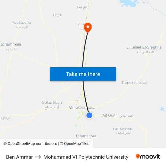 Ben Ammar to Mohammed VI Polytechnic University map