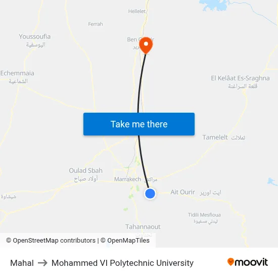 Mahal to Mohammed VI Polytechnic University map