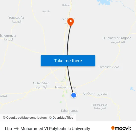 Lbu to Mohammed VI Polytechnic University map