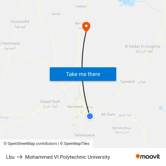 Lbu to Mohammed VI Polytechnic University map