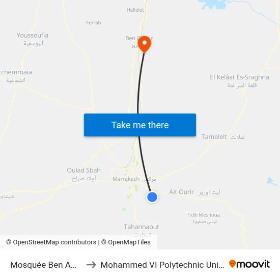 Ben Ammar Mosque to Mohammed VI Polytechnic University map