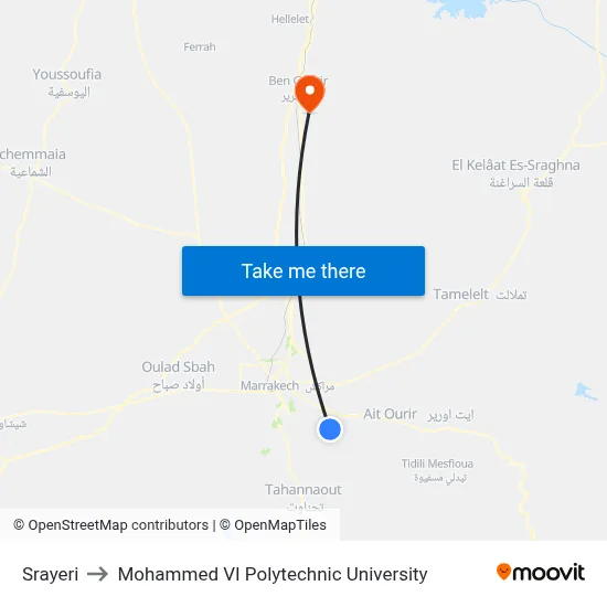 Srayeri to Mohammed VI Polytechnic University map