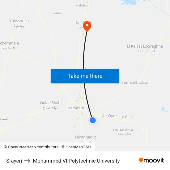 Srayeri to Mohammed VI Polytechnic University map