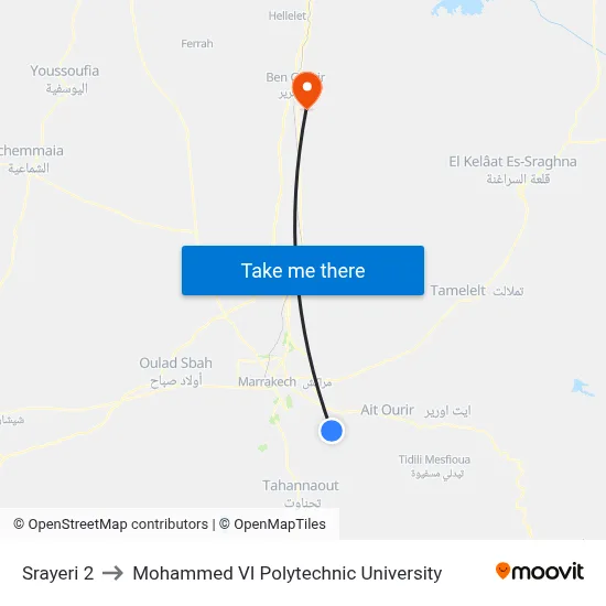 Srayeri 2 to Mohammed VI Polytechnic University map
