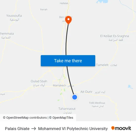 Ghiate Palace to Mohammed VI Polytechnic University map
