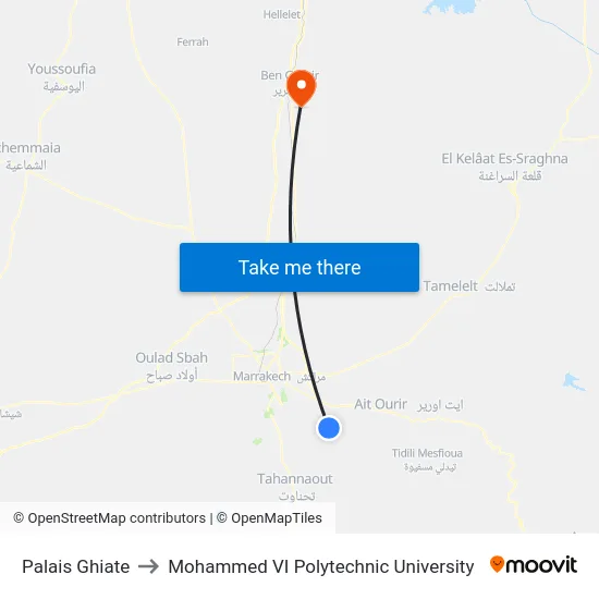 Palais Ghiate to Mohammed VI Polytechnic University map