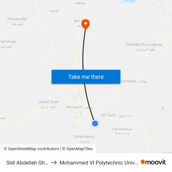 Sidi Abdellah Ghiate to Mohammed VI Polytechnic University map