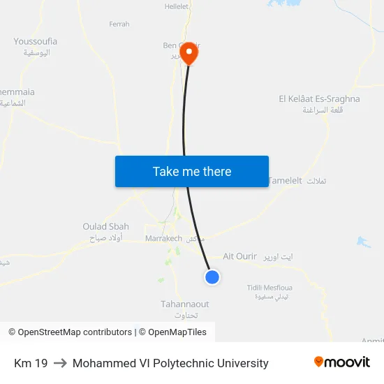 Km 19 to Mohammed VI Polytechnic University map