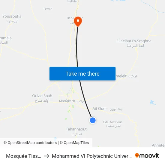 Mosquée Tissila to Mohammed VI Polytechnic University map
