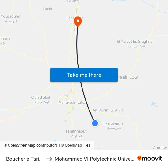 Boucherie Taricht to Mohammed VI Polytechnic University map