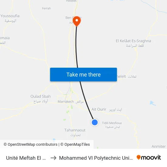 Unité Meftah El Kheir to Mohammed VI Polytechnic University map