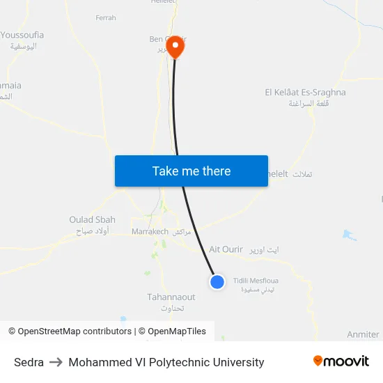 Sedra to Mohammed VI Polytechnic University map