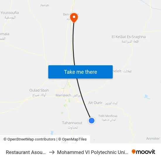 Asounfou Restaurant to Mohammed VI Polytechnic University map