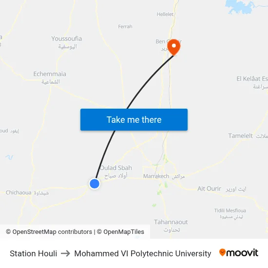 Houli Station to Mohammed VI Polytechnic University map