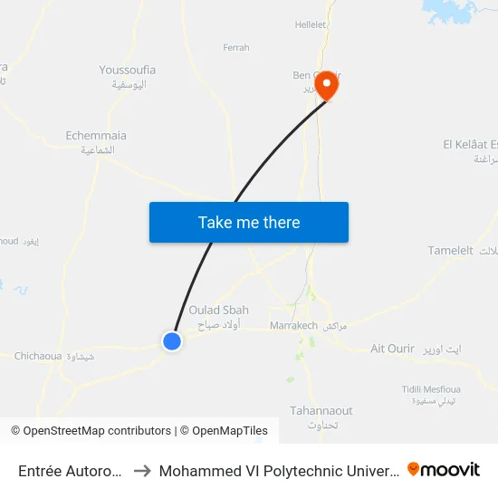 Entrée Autoroute to Mohammed VI Polytechnic University map