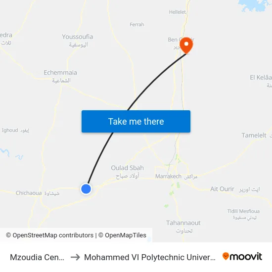 Mzoudia Centre to Mohammed VI Polytechnic University map