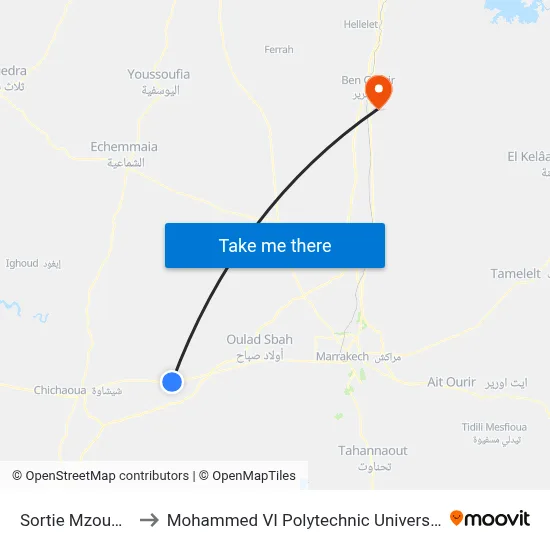 Mzoudia Exit to Mohammed VI Polytechnic University map