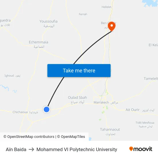 Aïn Baida to Mohammed VI Polytechnic University map