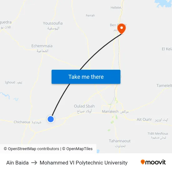 Ain Baida to Mohammed VI Polytechnic University map