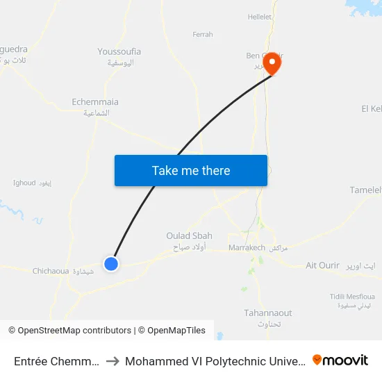 Entrée Chemmaïa to Mohammed VI Polytechnic University map