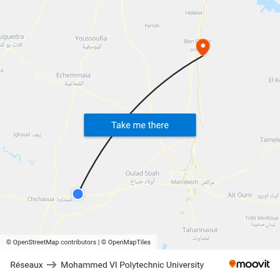 Réseaux to Mohammed VI Polytechnic University map