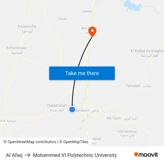 Al Afaq to Mohammed VI Polytechnic University map