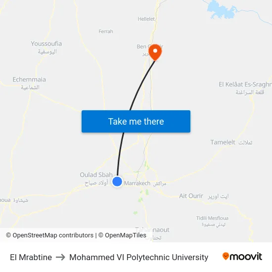 El Mrabtine to Mohammed VI Polytechnic University map