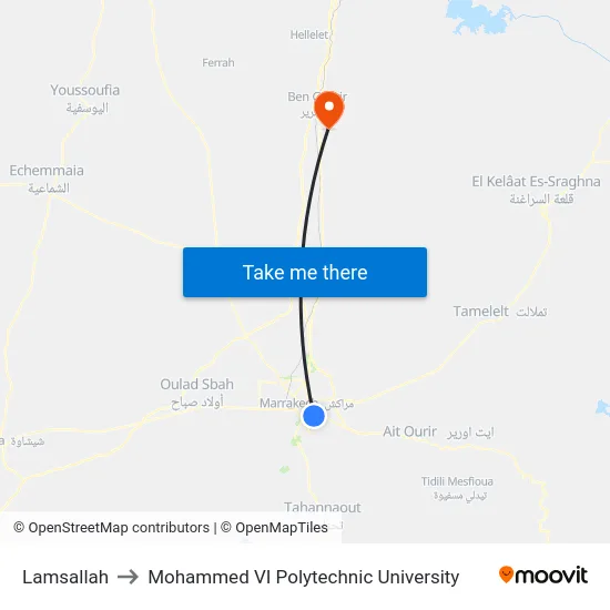 Lamsallah to Mohammed VI Polytechnic University map