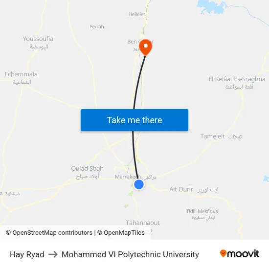 Hay Ryad to Mohammed VI Polytechnic University map